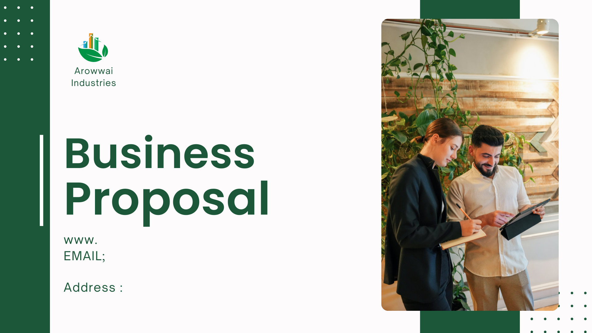 Green minimalist professional Business Proposal Presentation